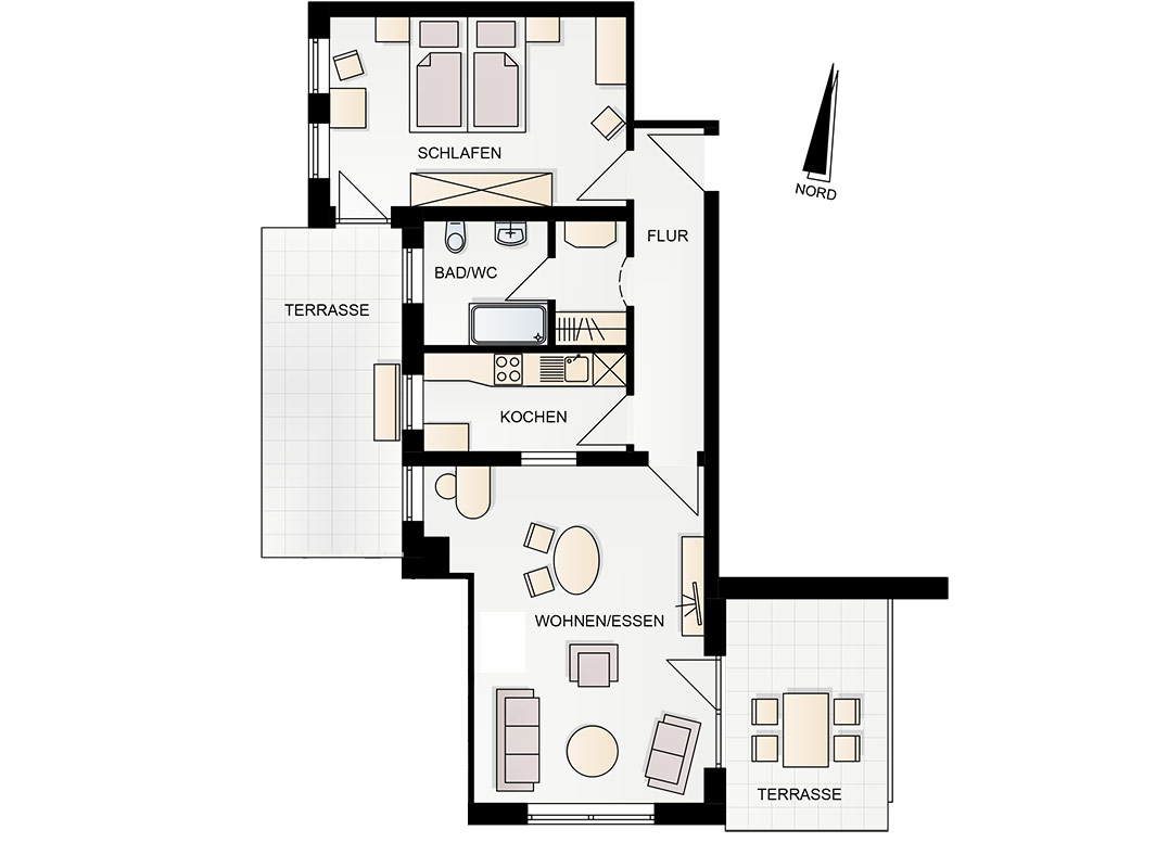 Grundriss FeWo4 - 2 Pers.